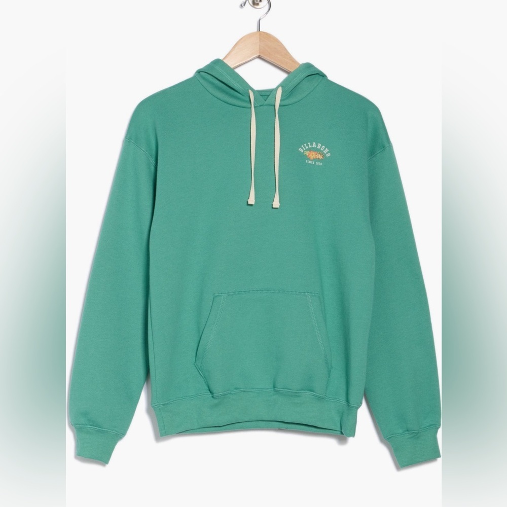 Billibong Teal Hoodie with White Drawstrings 1973 Logo Large